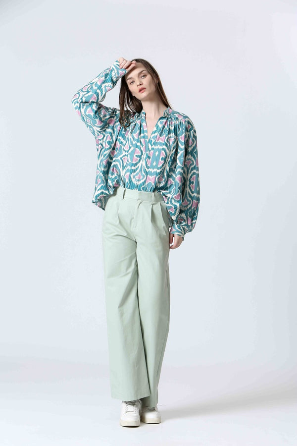 camisa ikat manga larga