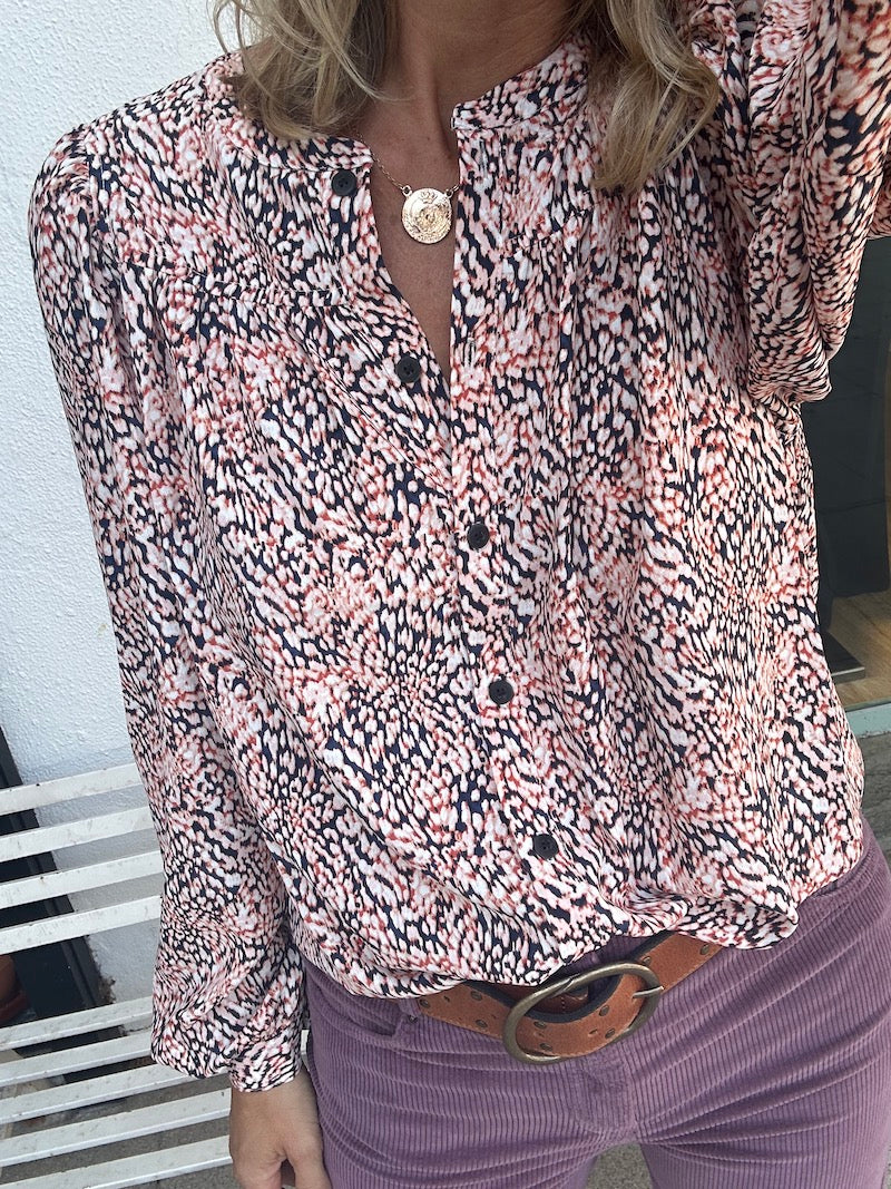 Camisa dibujo trama coral