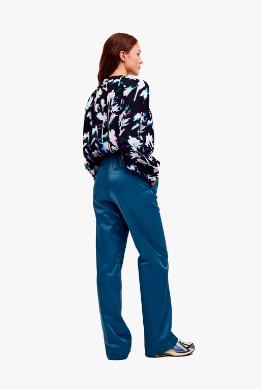 Pantalon corte sastre azul brillo