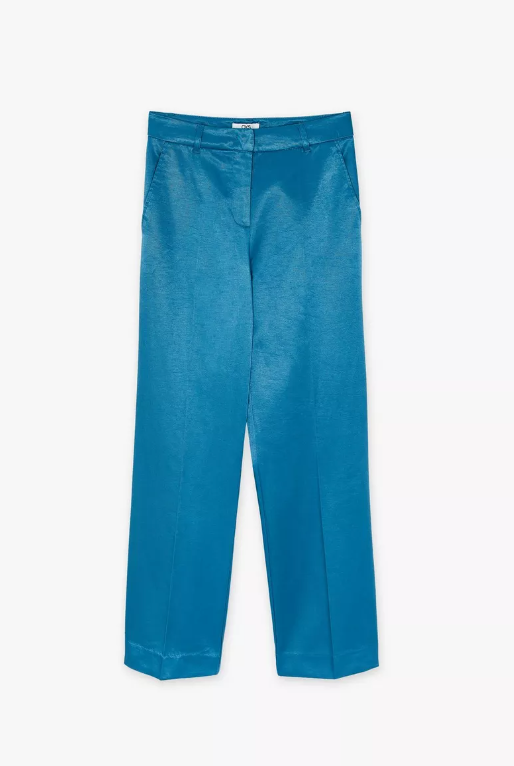 Pantalon corte sastre azul brillo