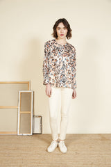 Camisa rosa/marron/azul multiboton visto