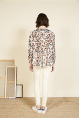 Camisa rosa/marron/azul multiboton visto