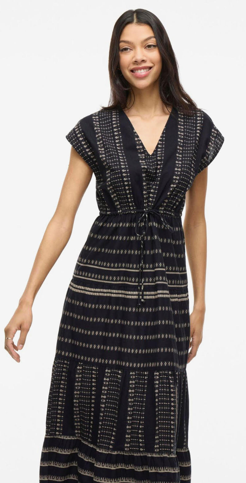 Vestido volantes cuello pico