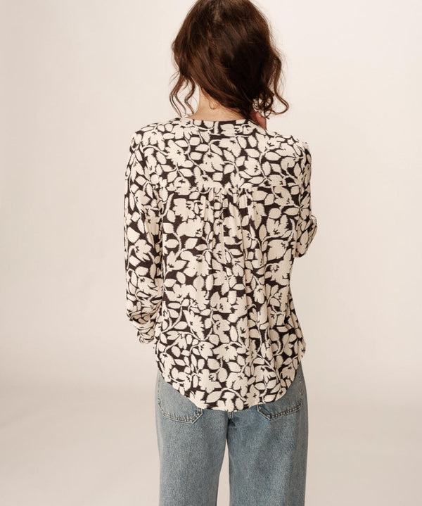 camisa  cuello mao blanco negro