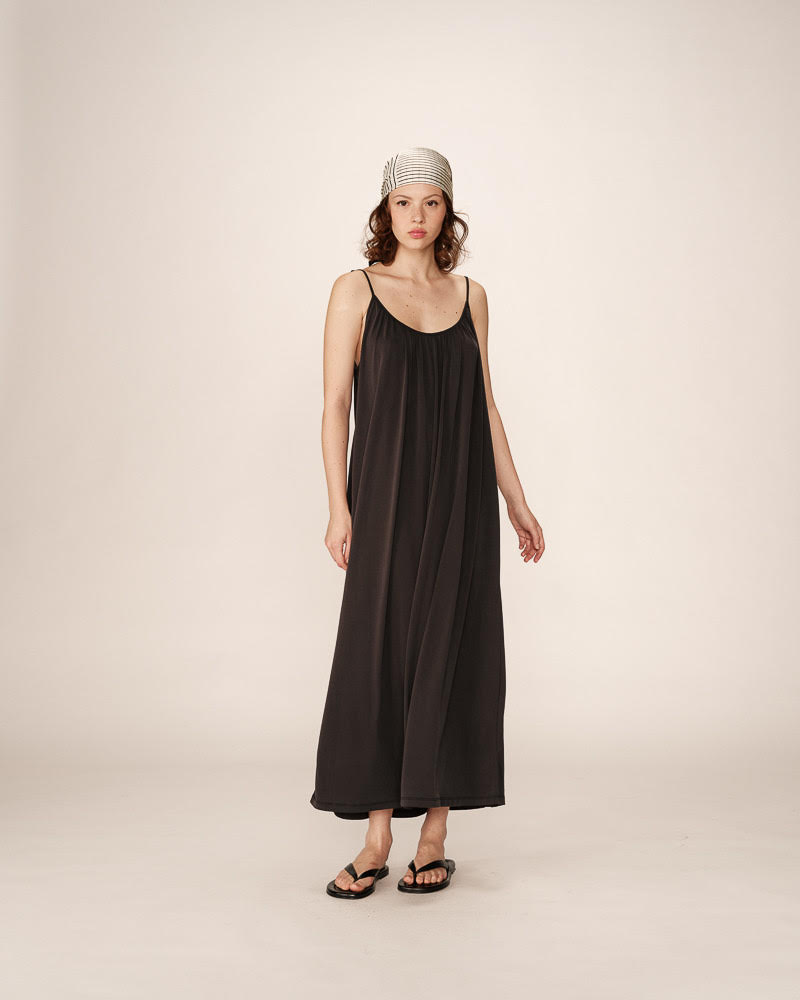vestido tirantes algodon antracita