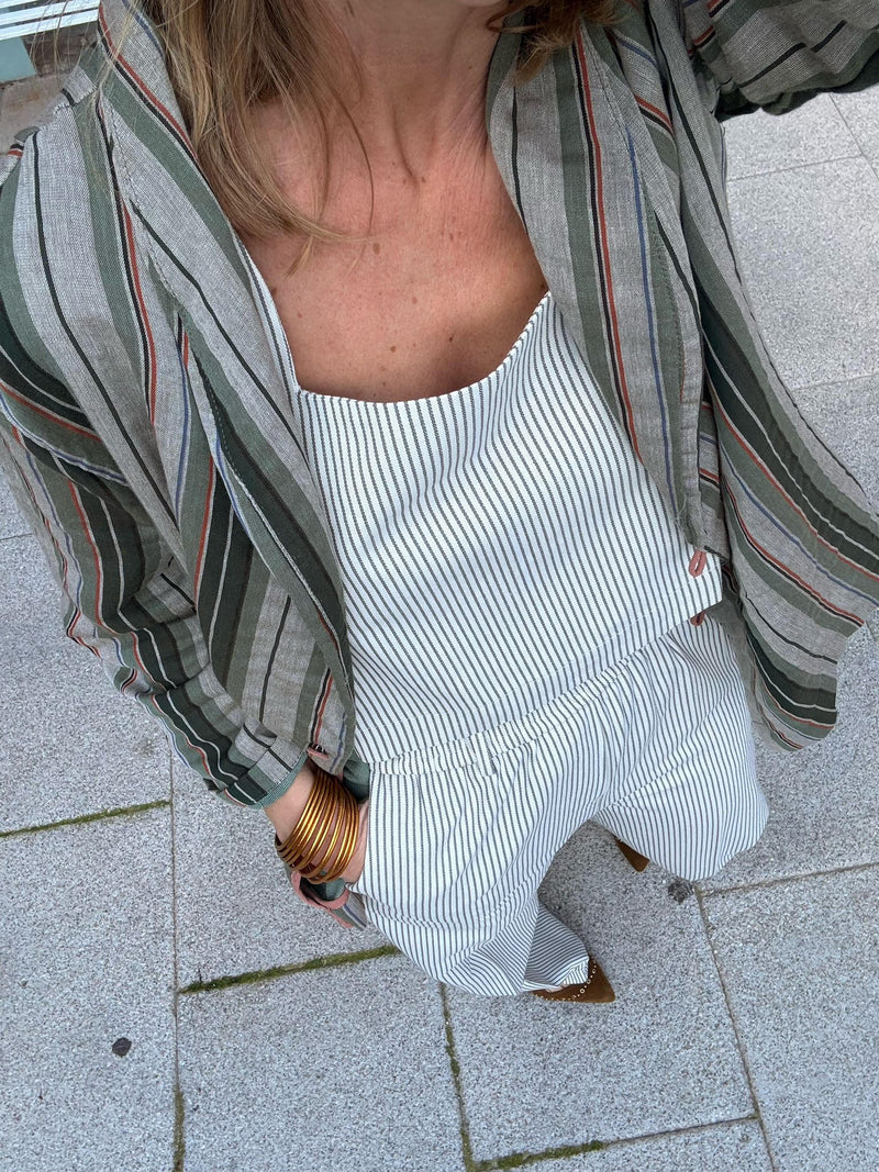 pantalon engomado mil rayas bolsillos