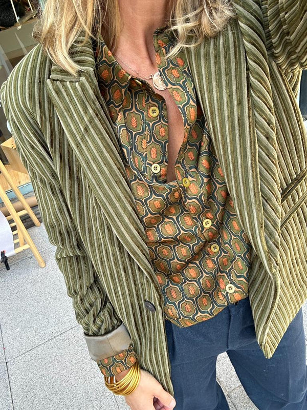 Blazer verde rayas terciopelo