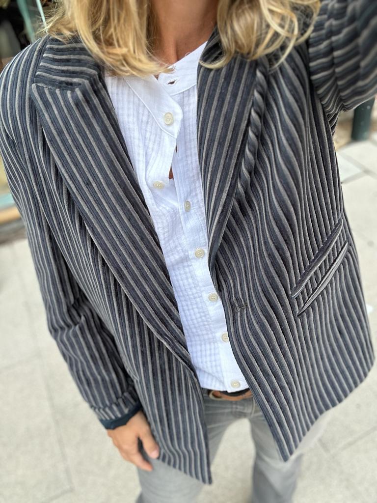 Blazer azul rayas terciopelo