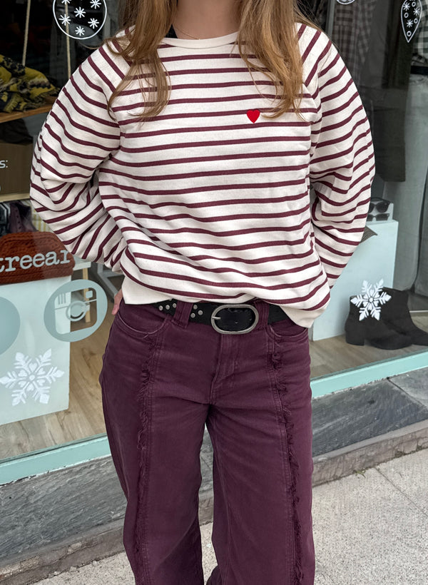 sudadera rayas burgundy