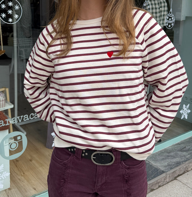 sudadera rayas burgundy