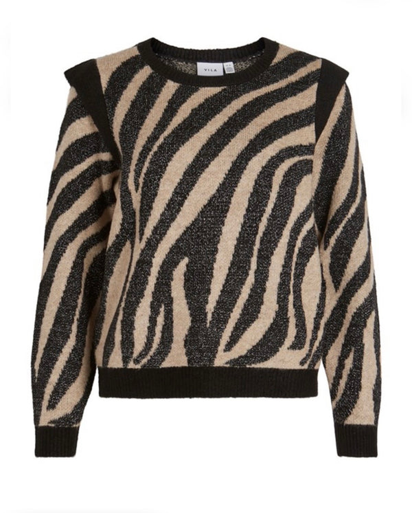 JERSEY CEBRA NEGRO BEIGE VOLANTE MANGA