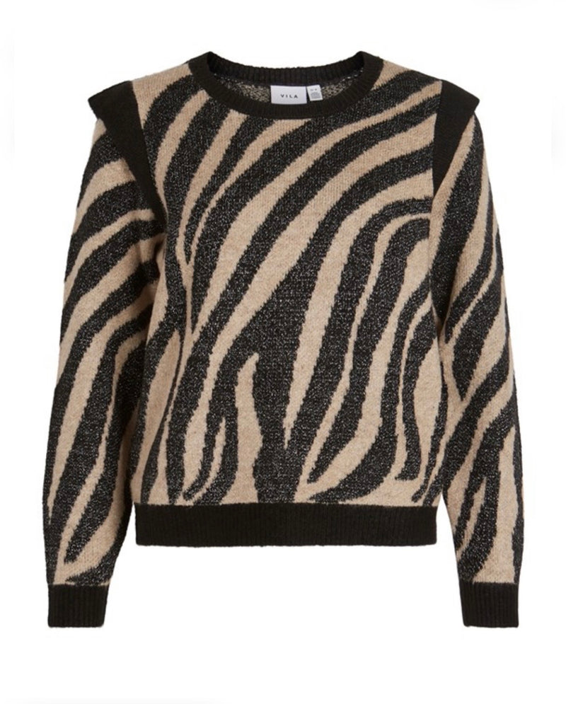 JERSEY CEBRA NEGRO BEIGE VOLANTE MANGA