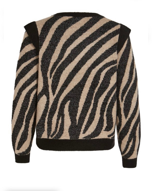 JERSEY CEBRA NEGRO BEIGE VOLANTE MANGA