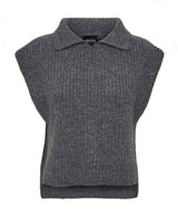 chaleco punto con cuello gris