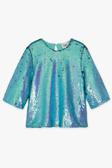 camisa lentejuelas azul claro