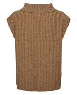 chaleco punto canale con cuello beige