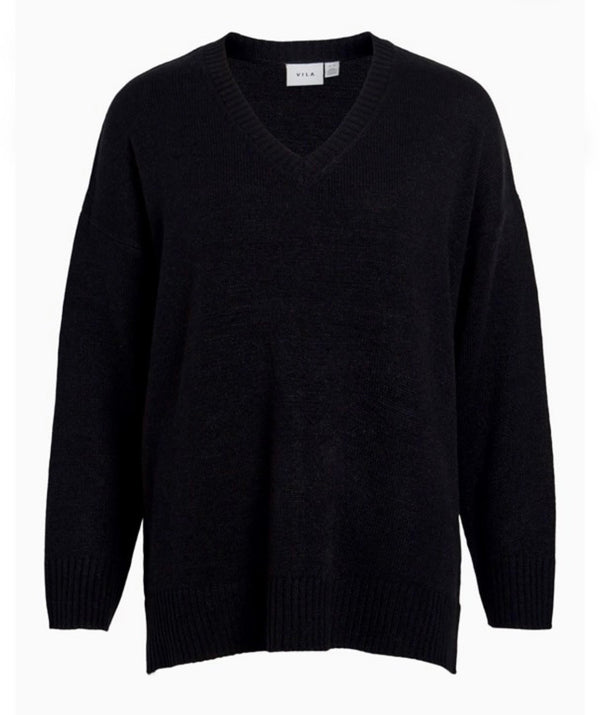 jersey negro cuello redondo oversize