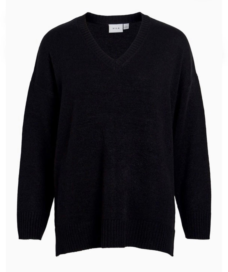 jersey negro cuello redondo oversize