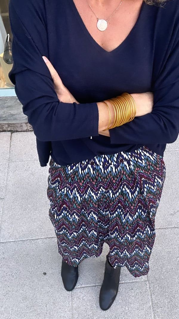 Falda estampado geometrico multicolor