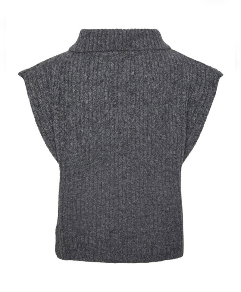 chaleco punto con cuello gris