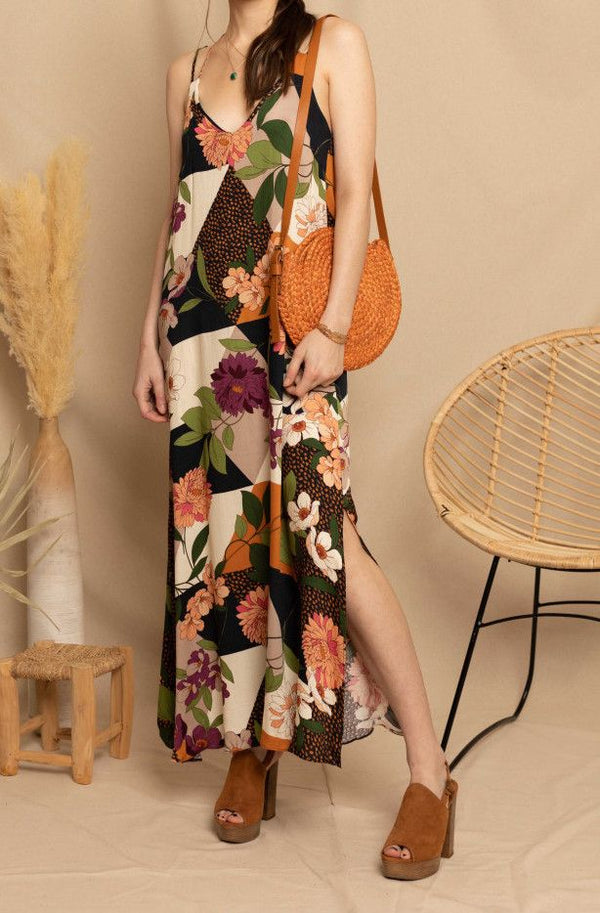 vestido estampado espalda cruzada