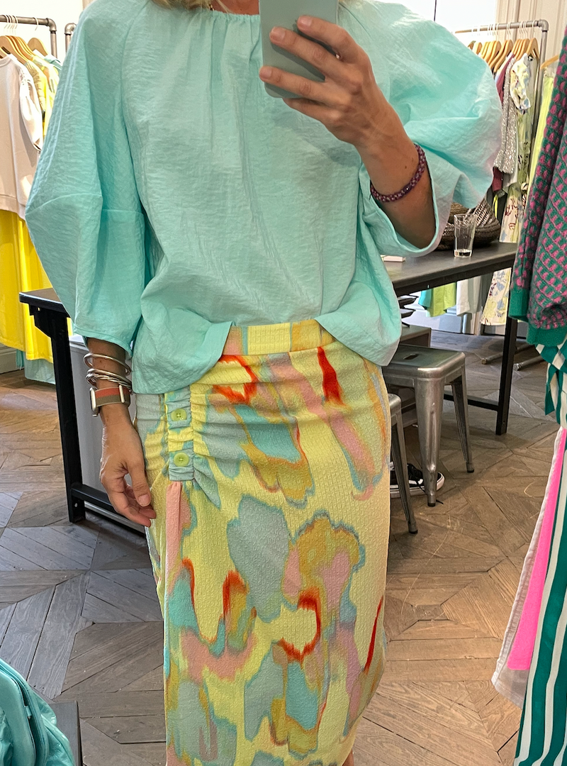 Falda botones laterales estampado