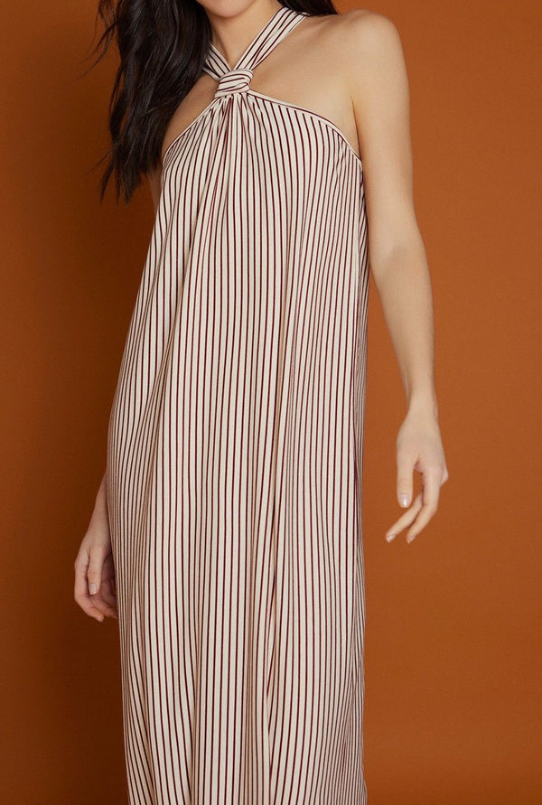 VESTIDO PUNTO RAYAS ESCOTE NUDO