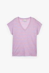CAMISETA CUELLO PICO RAYAS M/C