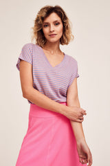CAMISETA CUELLO PICO RAYAS M/C