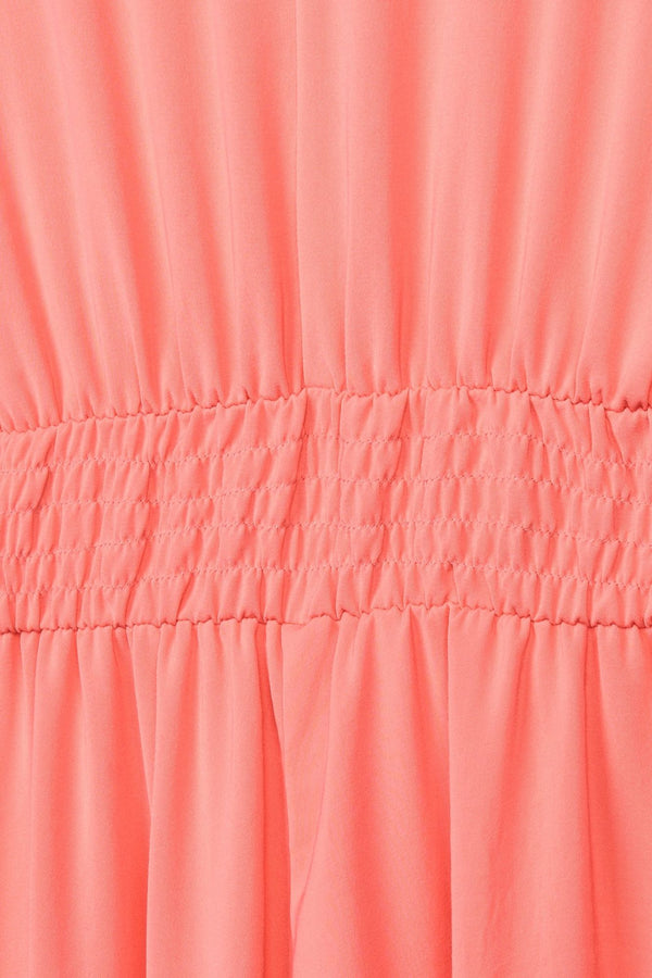 VESTIDO CORAL FLUOR ELÁSTICO CINTURA