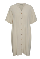 vestido camisero lino beige
