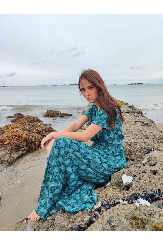 Vestido estampado verde