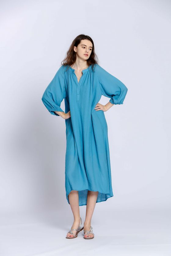 vestido azul liso
